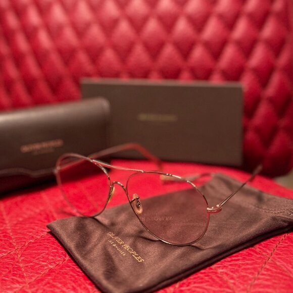 Oliver Peoples Rockmore Aviator – OV1218S‑0558 – Gold Frame & Pink‑Wash Lenses - Picture 1 of 4